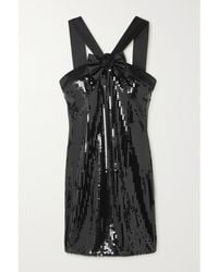 Alessandra Rich - Bow-Detailed Silk Satin-Trimmed Sequined Chiffon Mini Dress - Lyst