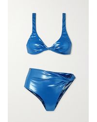 The Attico Twisted Metallic Bikini - Blue