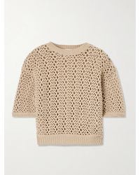 Brunello Cucinelli - Open-Knit Cotton-Blend Sweater - Lyst