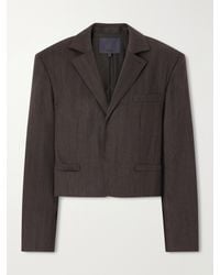 Tibi - Wool-Blend Herringbone Cropped Blazer - Lyst