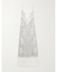 Erdem - Embellished Lace-Trimmed Sequined Georgette Midi Dress - Lyst