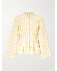 Rosie Assoulin - Boogie Woogie Bugle Boy Shirred Checked Seersucker Blouse - Lyst