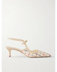 Manolo Blahnik - Atochas 50 Leather-Trimmed Checked Canvas Pumps - Lyst