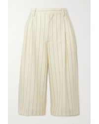 Marni Pleated Pinstriped Wool Culottes - White