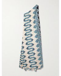 La DoubleJ - Roy One-Shoulder Printed Silk-Twill Maxi Dress - Lyst
