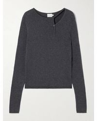 Deiji Studios - Asymmetrischer Pullover Aus Einer Gerippten Baumwoll-Kaschmirmischung Mit Cut-Out - Lyst