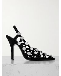 The Attico - Grid Slingback-Pumps Aus Veloursleder Mit Nieten - Lyst