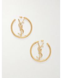 Saint Laurent - Créoles Cassandre Brass Earrings - Lyst