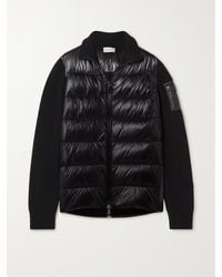 Moncler - Ribbed Wool And Quilted Glossed-Shell Down Jacket - Lyst