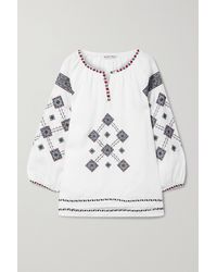 Alex Mill Nadya Embroidered Linen Blouse - White