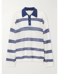 The Elder Statesman - Striped Cashmere And Mohair-Blend Polo Shirt - Lyst