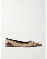 Gucci - Vittoria Horsebit-Embellished Canvas-Jacquard Ballet Flats - Lyst