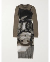 Givenchy - Layered Printed Tulle And Cotton-Jersey Midi Dress - Lyst