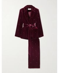 Olivia Von Halle - Jagger Crystal-Embellished Velvet Pajama Set - Lyst