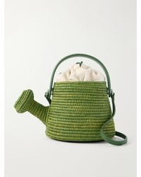 Loewe - Paula's Ibiza Watering Can Leather-Trimmed Raffia Shoulder Bag - Lyst