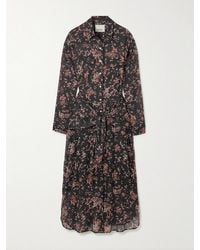 Isabel Marant - Anesy Gathered Printed Cotton And Silk-Blend Crepon Midi Shirt Dress - Lyst