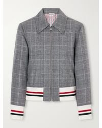 Thom Browne - Cropped Padded Rib-Trimmed Checked Wool-Tweed Jacket - Lyst