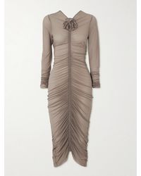Magda Butrym - Embellished Gathered Satin-Jersey Midi Dress - Lyst