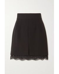 Dolce & Gabbana Minirock Aus Einer Stretch-wolle Mit Chantilly-spitzenbesatz - Schwarz