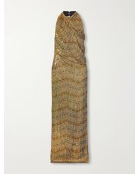 Missoni - Striped Sequin-Embellished Metallic Crochet-Knit Halterneck Maxi Dress - Lyst