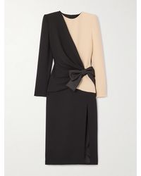 Valentino Garavani - Bow-Detailed Two-Tone Wool Midi Dress - Lyst