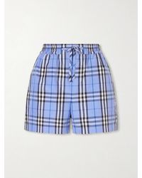 Burberry - Plaid Drawstring Cotton Shorts - Lyst
