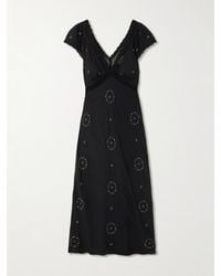 RIXO London - Robe Midi En Voile À Finitions En Dentelle Et À Broderies Iggy - Lyst