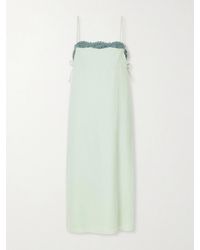 Posse - Darya Lace-Trimmed Linen And Cotton-Blend Midi Dress - Lyst