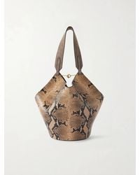 KHAITE - Lotus Small Snake-Effect Leather And Suede Tote Bag - Lyst
