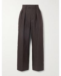 Loro Piana - Rodger Pleated Linen Straight-Leg Pants - Lyst