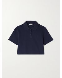 Saint Laurent - Polo Raccourci En Piqué De Coton - Lyst