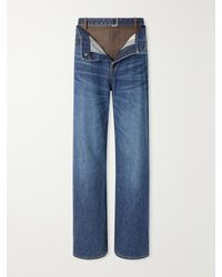 Sacai - Wide-Leg Denim And Wool-Flannel Pants - Lyst
