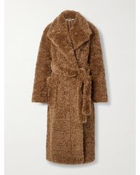 Stella McCartney - Teddy Belted Double-Breasted Faux Shearling Coat - Lyst