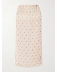 KHAITE - Sydni Floral-Print Silk-Organza Midi Skirt - Lyst