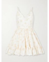 Christiano Marchelli - Fernanda Open-Back Ruffled Broderie Anglaise Cotton Mini Dress - Lyst