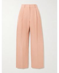 Blazé Milano - Flica Fox Pleated Silk And Linen-Blend Straight-Leg Pants - Lyst
