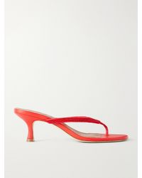 STAUD - Freja Embellished Leather Thong Sandals - Lyst