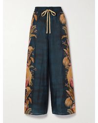 Zimmermann - Ascension Printed Silk-Satin Wide-Leg Pants - Lyst