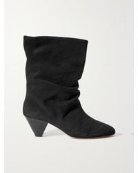 Isabel Marant - Reachi Ankle Boots Aus Veloursleder Mit Raffungen - Lyst