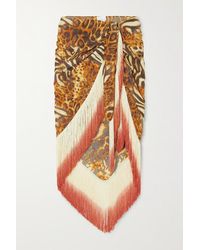 Miguelina Safiya Pareo Aus Seide Mit Animal-print Und Fransen - Orange