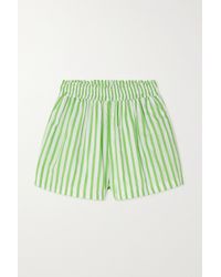 Faithfull The Brand + Net Sustain Elva Striped Cotton-poplin Shorts - Green
