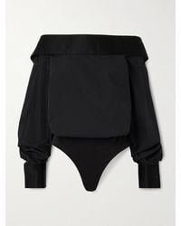 Abadia - Satin-Trimmed Cotton-Blend Poplin Bodysuit - Lyst