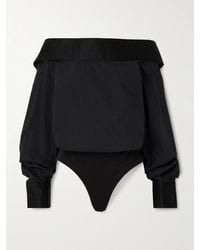 Abadia - Satin-Trimmed Cotton-Blend Poplin Bodysuit - Lyst