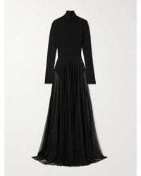 Norma Kamali - Robe Du Soir À Col Montant En Jersey Stretch Et En Résille - Lyst