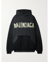 Balenciaga - Oversized-Hoodie Aus Baumwoll-Jersey Mit Prints Und Distressed-Details - Lyst
