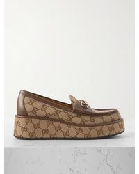 Gucci - Ilde Plateau-Loafers Aus Canvas Mit Jacquard-Muster Und Lederbesätzen - Lyst