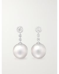 Mikimoto - 18-Karat, Pearl And Diamond Earrings - Lyst