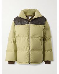 Bottega Veneta - Gesteppte Daunenjacke Aus Baumwoll-Shell Mit Intrecciato-Lederbesatz - Lyst