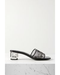 Givenchy - Logo-embroidered Leather-trimmed Mesh Mules - Lyst
