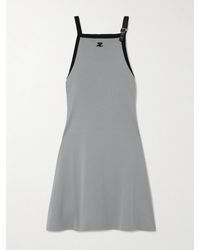 Courreges - Buckled Faux Leather-Trimmed Cotton-Jersey Mini Dress - Lyst